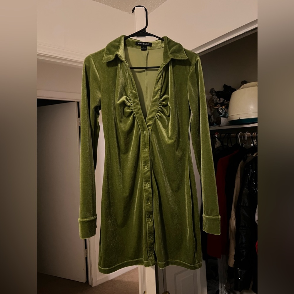 Green suede dress
